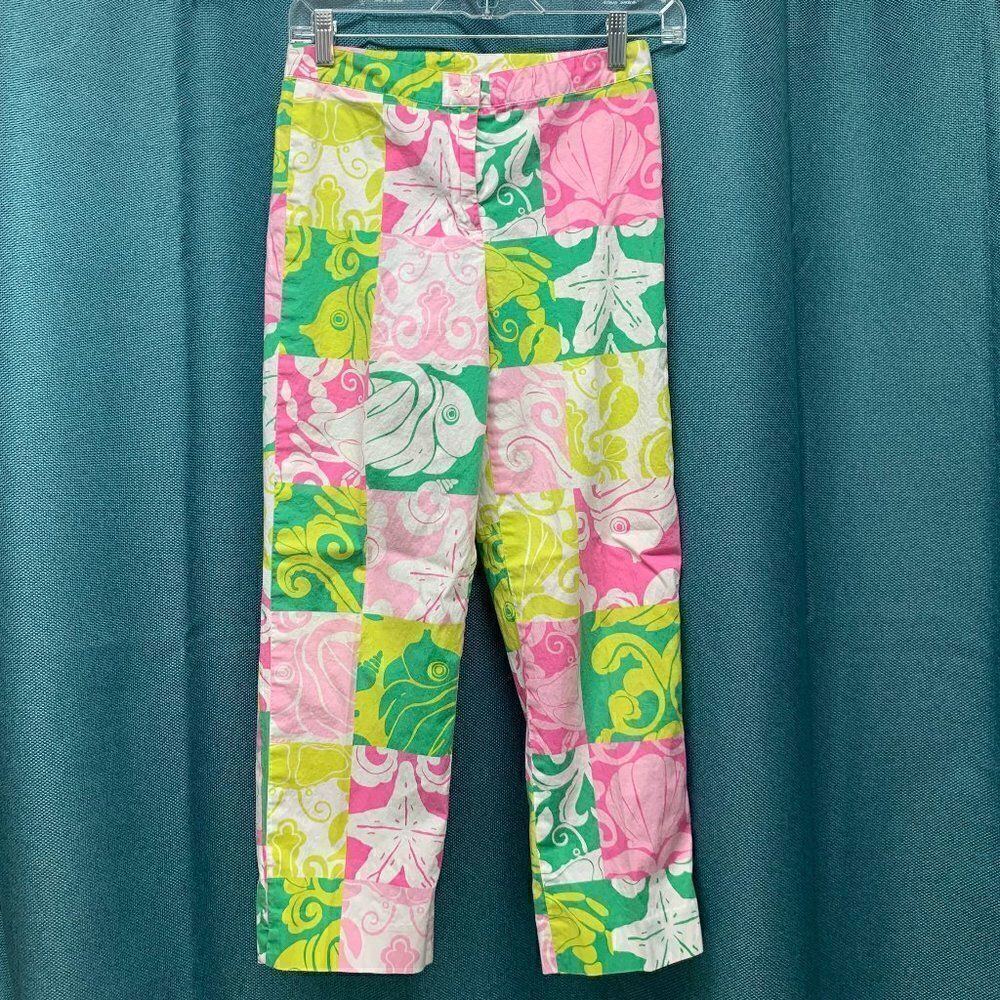 Lilly Pulitzer Aquarium Seaside Tropical Marine Life Crop Capri Pants Size 0